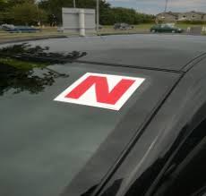 A young driver 3 N plate on windscreen