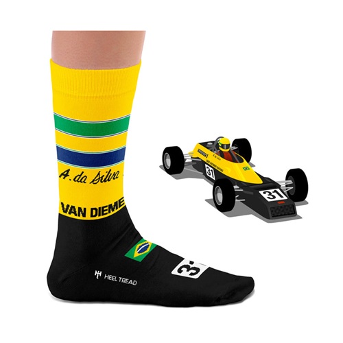 Yellow-green-blue-black-Heel-Tread-motorsport-socks