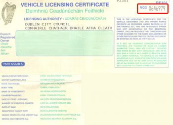 vehicle licensing certificate