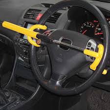 Car theft 5 Steering wheel lock in place